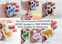 DBB Tiny Farm Animals Snap Tab BUNDLE SET of 8 designs for 4x4 and 5x7 Hoops