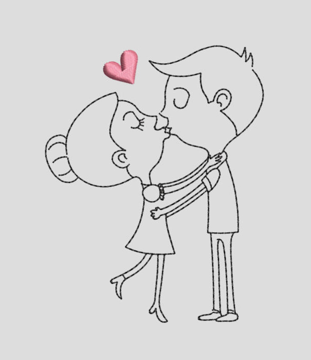 SD Couple kiss cartoon