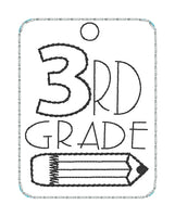DBB Grade School Tags and Eyelets - 3rd Grade- 4x4 and 5x7 Hoops - 4 Designs Included