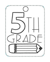 DBB Grade School Tags and Eyelets - 5th Grade- 4x4 and 5x7 Hoops - 4 Designs Included