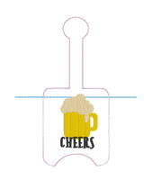 DBB Beer Mug Hand Sanitizer Holder Snap Tab Version In the Hoop Embroidery Project 1 oz BBW for 5x7 hoops