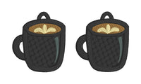 DBB Coffee Mug FSL Earrings - Freestanding Lace Earring Design - In the Hoop Embroidery Project