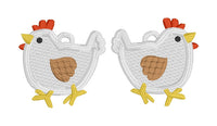DBB Chicken FSL Earrings - In the Hoop Freestanding Lace Earrings