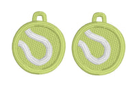 DBB Tennis Ball FSL Earrings - Freestanding Lace Earring Design - In the Hoop Embroidery Project
