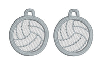 DBB Volleyball FSL Earrings - Freestanding Lace Earring Design - In the Hoop Embroidery Project