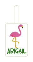 DBB Flamingo Double Sided Luggage Tag Design for 5x7 Hoops