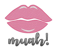 DBB Lips Muah! Sketch Word Art Embroidery Design