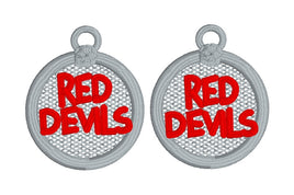 DBB RED DEVILS FSL Earrings - In the Hoop Freestanding Lace Earrings
