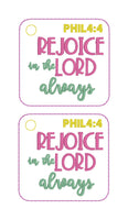 DBB Rejoice in the Lord Always 5x7 and 4x4 In The Hoop (ITH) Embroidery Design