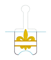 DBB Split Fleur De Lis Hand Sanitizer Holder Snap Tab Version In the Hoop Embroidery Project 1 oz for 5x7 hoops