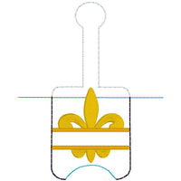 DBB Split Fleur De Lis Hand Sanitizer Holder Snap Tab Version In the Hoop Embroidery Project 1 oz for 5x7 hoops