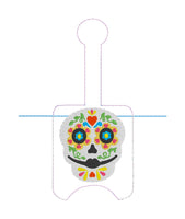 DBB Sugar Skull Hand Sanitizer Holder Snap Tab Version In the Hoop Embroidery Project 1 oz for 5x7 hoops