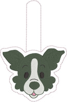 DBB Border Collie Face snap tab In the Hoop embroidery design