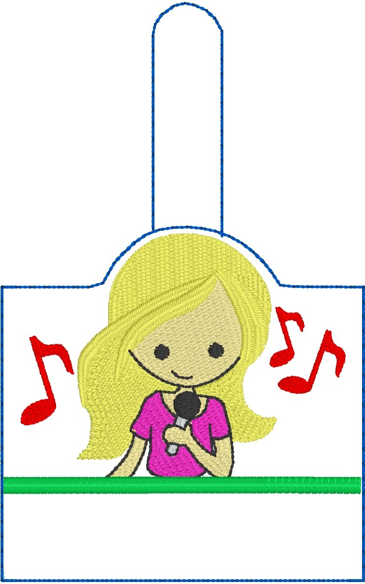 DBB BLANK Singing Girl snap tab for NAMES for 5x7 hoops