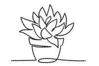 OE Succulent in a Pot Line drawing  Embroidery Design