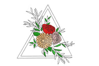OE Floral Arrangement 1 triangle Redwork Embroidery Design