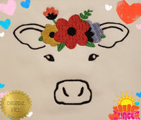 Embroidered Cow With Flowers HL5788 embroidery file