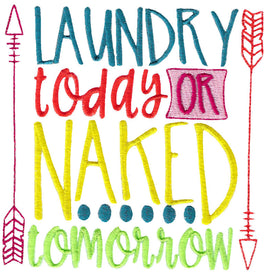 BCD Laundry today or Naked tomorrow saying