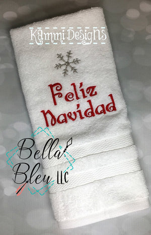 BBE - Christmas Feliz Navidad with snowflake machine embroidery design