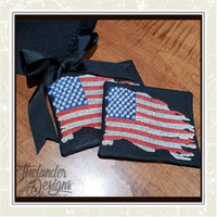 TD -   Rugged Flag Drink Coasters & Embroidery Design