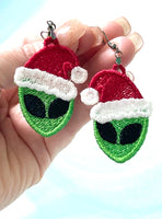 DBB Alien Santa Hat Christmas FSL Earrings - In the Hoop Freestanding Lace Earrings
