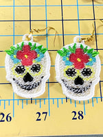 DBB Sugar Skull Calavera FSL Earrings - In the Hoop Freestanding Lace Earrings