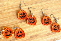 DBB Jack O Lantern Trio Pumpkin Bucket FSL Earrings - Freestanding Lace Earring Design - In the Hoop Embroidery Project