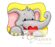 EC Elephant with Heart Valentines Clipart, SVG, Sublimation