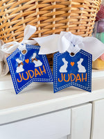 DBB Chocolate Bunnies Flag Tags - Personalizable Tags Set of TWO Designs