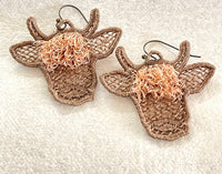 DBB Highland Cow Freestanding Lace Fringe Earrings