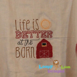 BBE Life is better at the farm bean stitch Applique