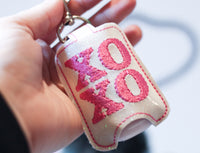DBB XOXO Hand Sanitizer Holder Snap Tab Version In the Hoop Embroidery Project 1 oz BBW for 5x7 hoops