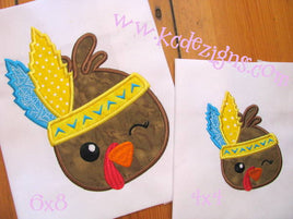KCD  Boy Turkey with Feathers applique Thanksgiving