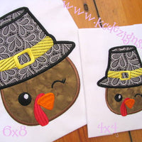KCD  Boy Turkey with hat applique Thanksgiving