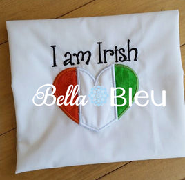 I am Irish Heart Applique Flag Saint Patricks Design BBE