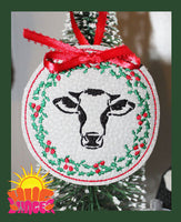 HL ITH Cow Wreath Ornament HL6345