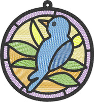 ITH Mylar Stained Glass Bird Ornament HL2438 embroidery file