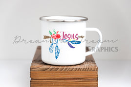 DADG Jesus with Arrow Feathers floral - Sublimation PNG