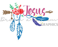 DADG Jesus with Arrow Feathers floral - Sublimation PNG