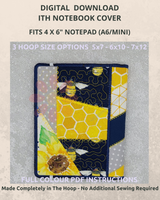 USS ITH Cover for Mini (4x6) Notebook  CRAZY PATCHWORK STYLE 5x7, 6x10 and 7x12 hoop sizes