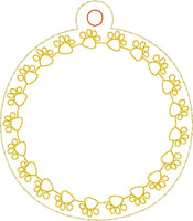 DBB BLANK Paw Print Monogram Frame Ornament for 4x4 hoops