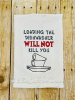 EJD Loading Dishwasher Kitchen Towel Embroidery Design