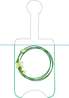 DBB Rain Lily Monogram Hand Sanitizer Holder Snap Tab Version In the Hoop Embroidery Project 3 oz DT for 5x7 hoops