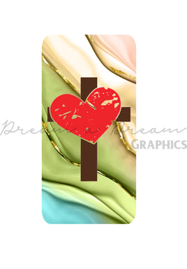 DADG Cross and Heart Rectangle Key Fob Design  - Sublimation PNG