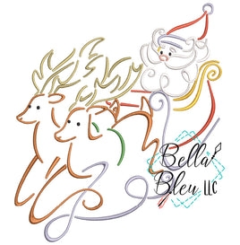 BBE -  Christmas Santa Sleigh & Reindeer Swag Satin Design