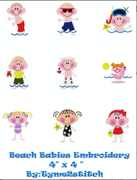 TIS Beach babies embroidery set