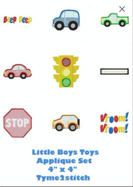 TIS Little boys toys applique set