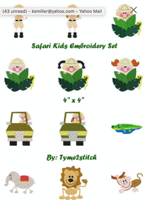 TIS Safari Kids Embroidery Set