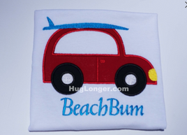HL Applique Surfer Buggy embroidery file HL1026 Beach Car Surfboard Surfer Car