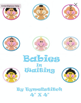 TIS Babies in waiting stick kids embroidery set